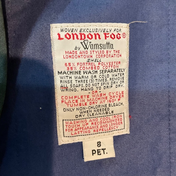 VTG London Fog Trench Coat Blue Women's Sz 8 Petite Wool Plaid Removable Lining - Picture 7 of 11